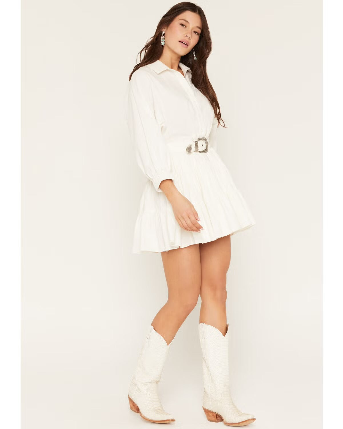 ROCK&ROLL - Natural Mini Dress W/ Adjustable Belt - BWD2R08776