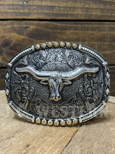 CRUMRINE LONGHORN SKULL OVAL BUCKLE-C10019