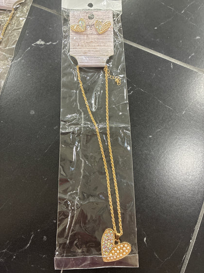BLAZIN CRYSTAL PEARL HEART NECKLACE -305435