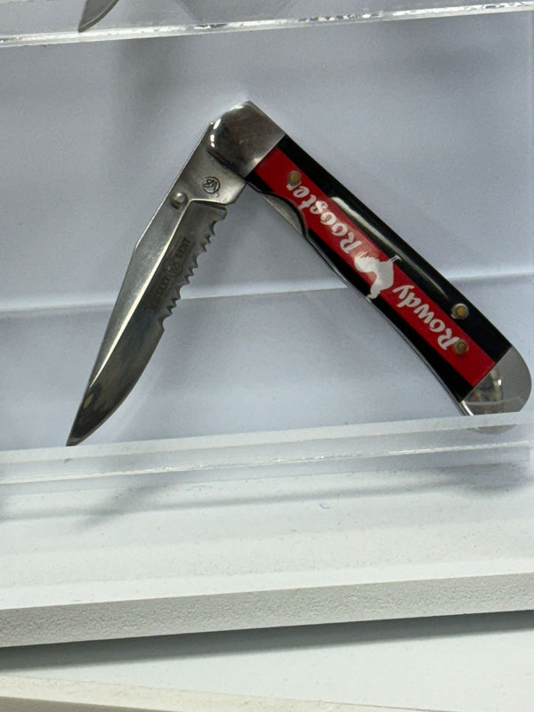 WHISKEY BENT BLACK & RED ROWDY ROOSTER POCKET KNIFE
