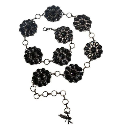 ANGEL RANCH WOMENS BLACK STOMNE CHAIN BELT D140010501