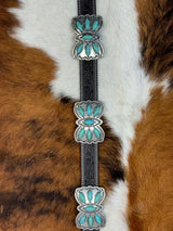 ANGEL RANCH BELT CHARCOAL GREY BUTTERFLY TURQUOISE STONE