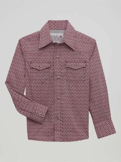 BOY'S WRANGLER LONG SLEEVE SHIRT BURGANDI 112356536