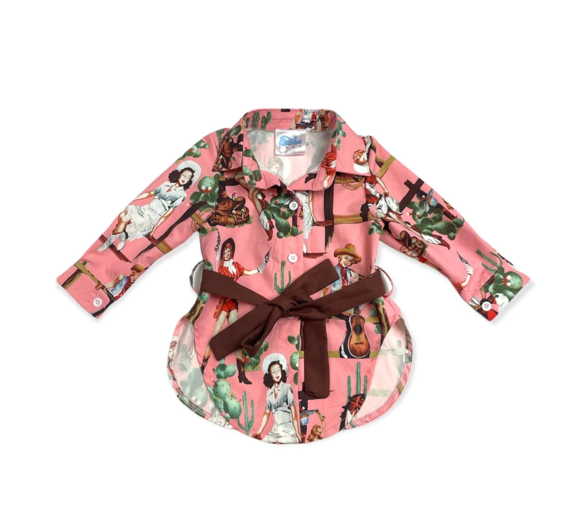 SHEA BABY AZTEC RUFFLE SNAP SHIRT GIRL’S SDRF11