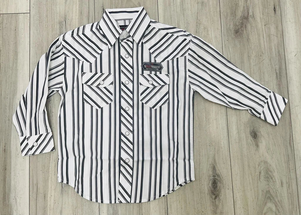 ROCK&ROLL BOYS RR STRIPE PRINTED LS GREY SNAP - BBN2S09423