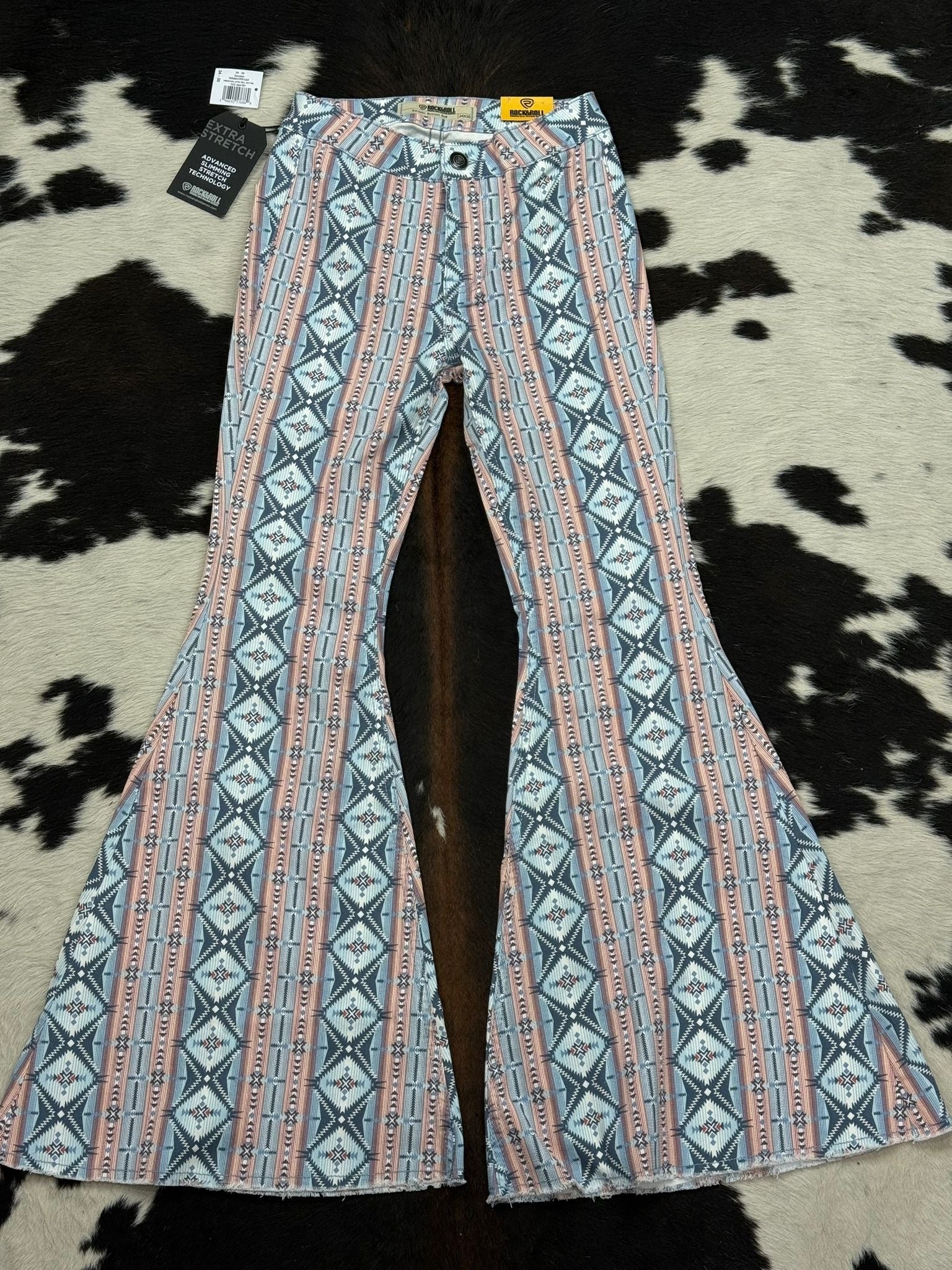 ROCK&ROLL CERULEAN AMERICANA AZTEC BELL BOTTOM