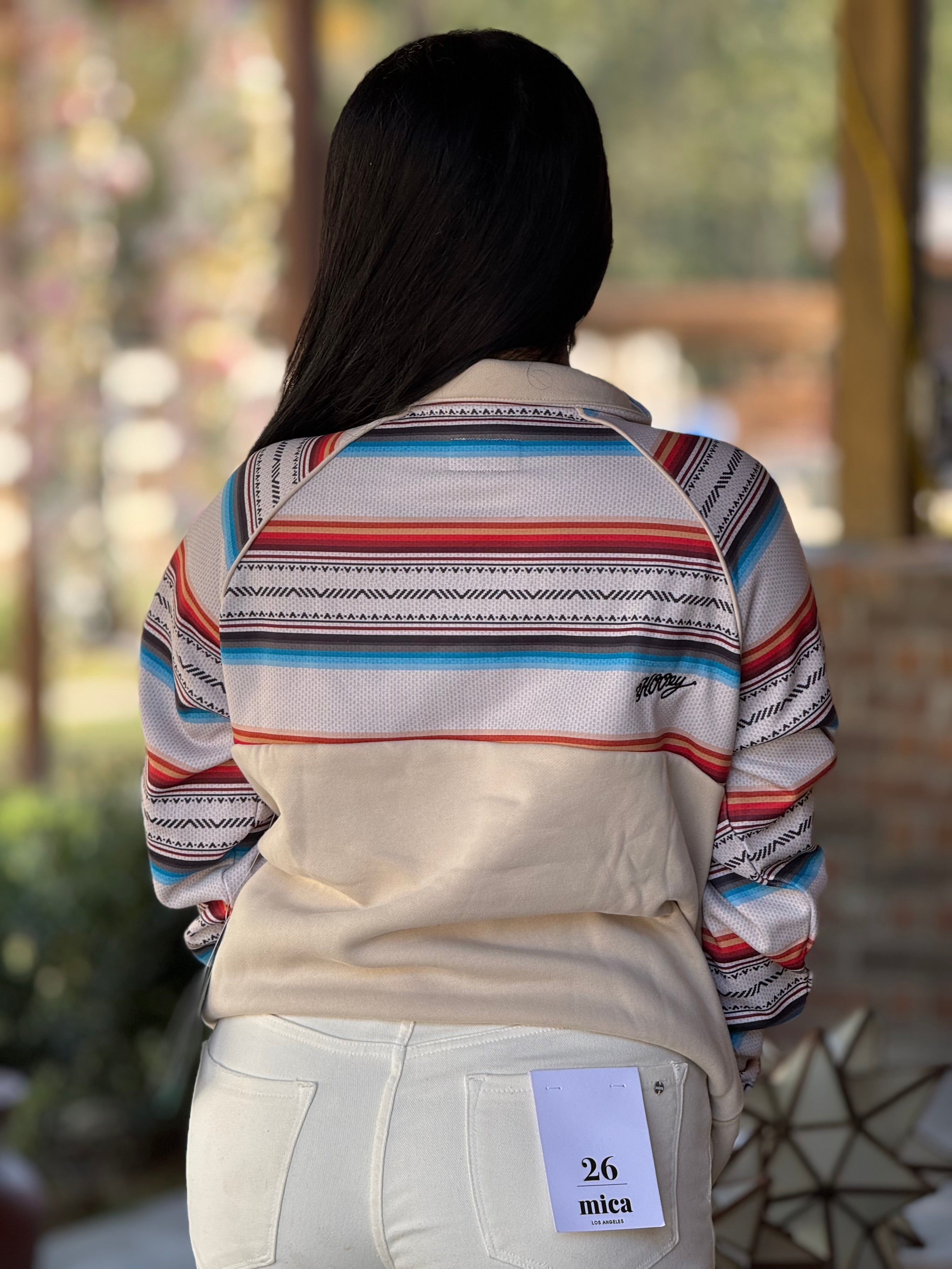 Hooey Womens 1/4 ZIP CREAM/SERAPE PULLOVER