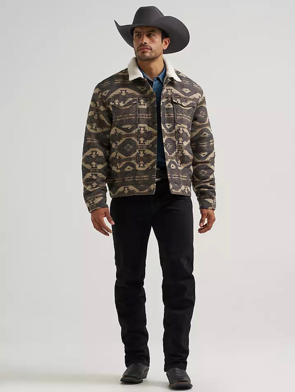 Chaqueta para hombre Wrangler con forro Sherpa y estampado Jacquard en Canyon Vibe 112352966