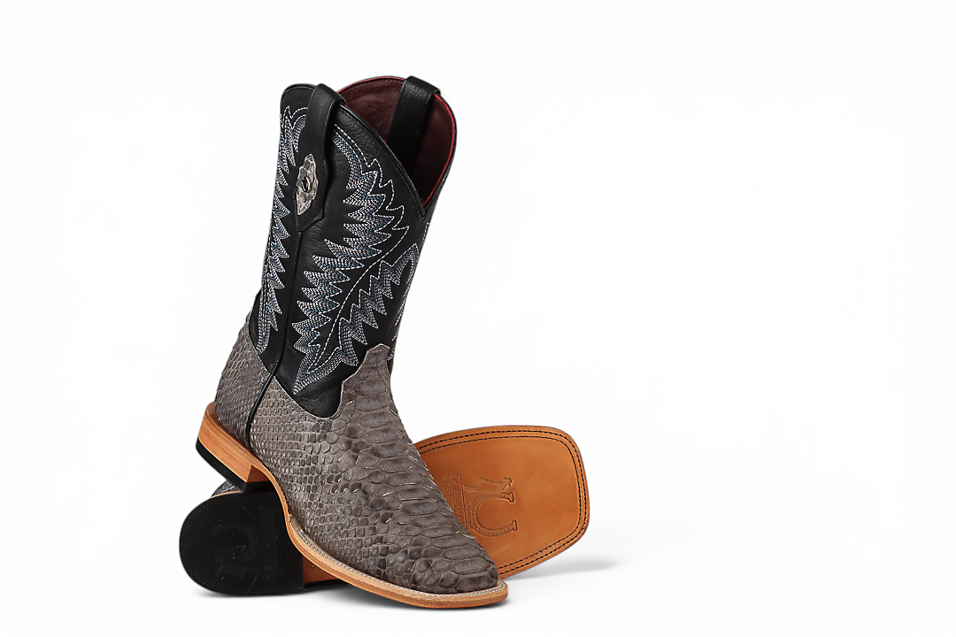 LA HERRADURA LH006 MEN’S BOOTS EXOTIC-RANCHERA PYTHON GRAY NOBUCK SQ TOE EE