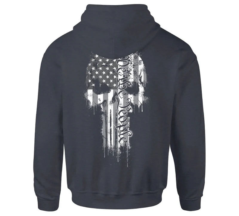 HOWITZER PATRIOT MEN GREY HOODIE FLAG SKULL LOGO CV3417