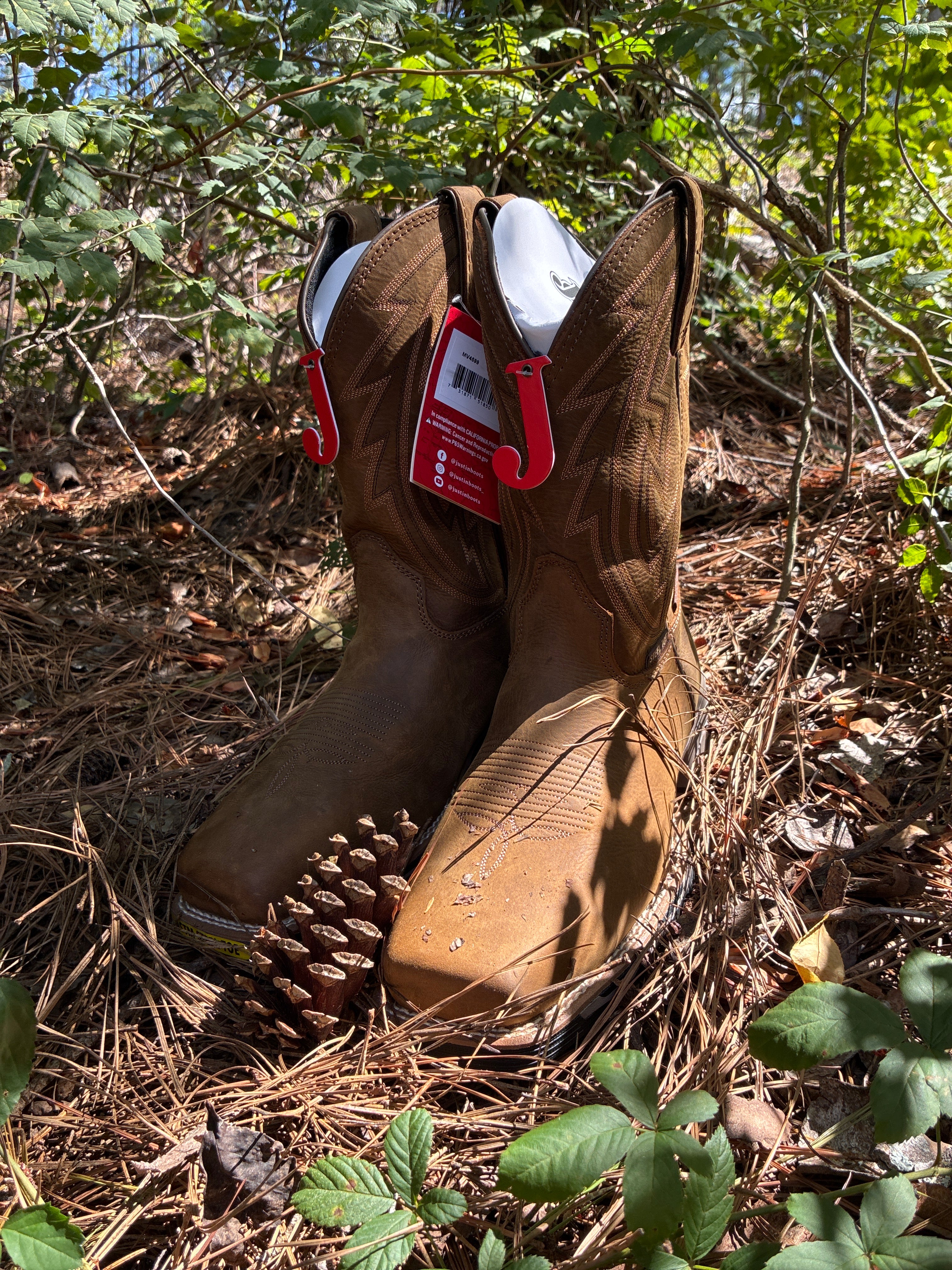 JUSTIN MENS STEEL TOE WORK BOOT LYTLE BOMBER BROWN COWHIDE #MV4599