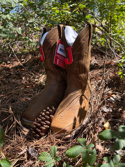 JUSTIN MENS STEEL TOE WORK BOOT LYTLE BOMBER BROWN COWHIDE #MV4599