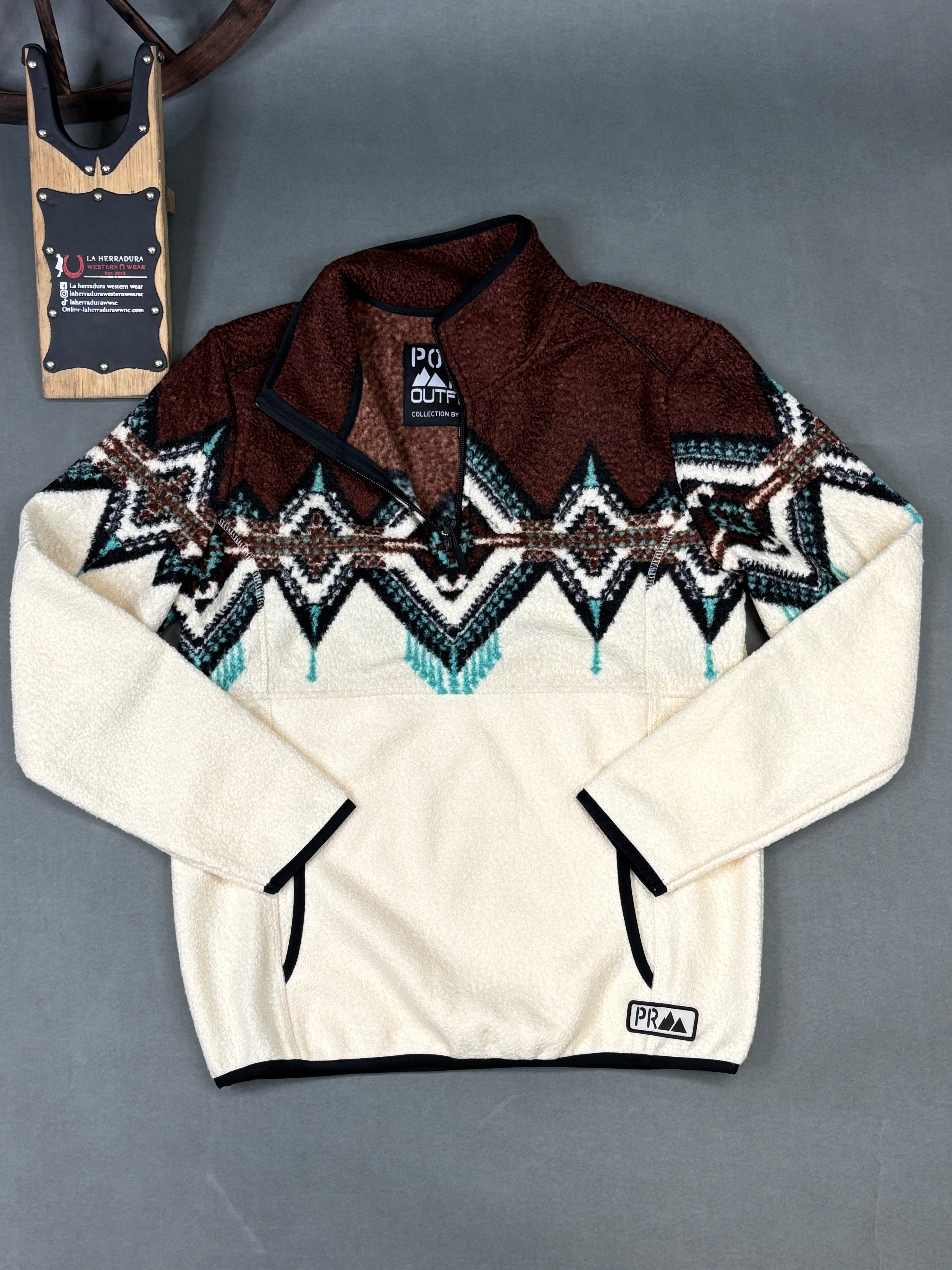 PANHANDLE DARK BROWN BORDER BERBER PULLOVER