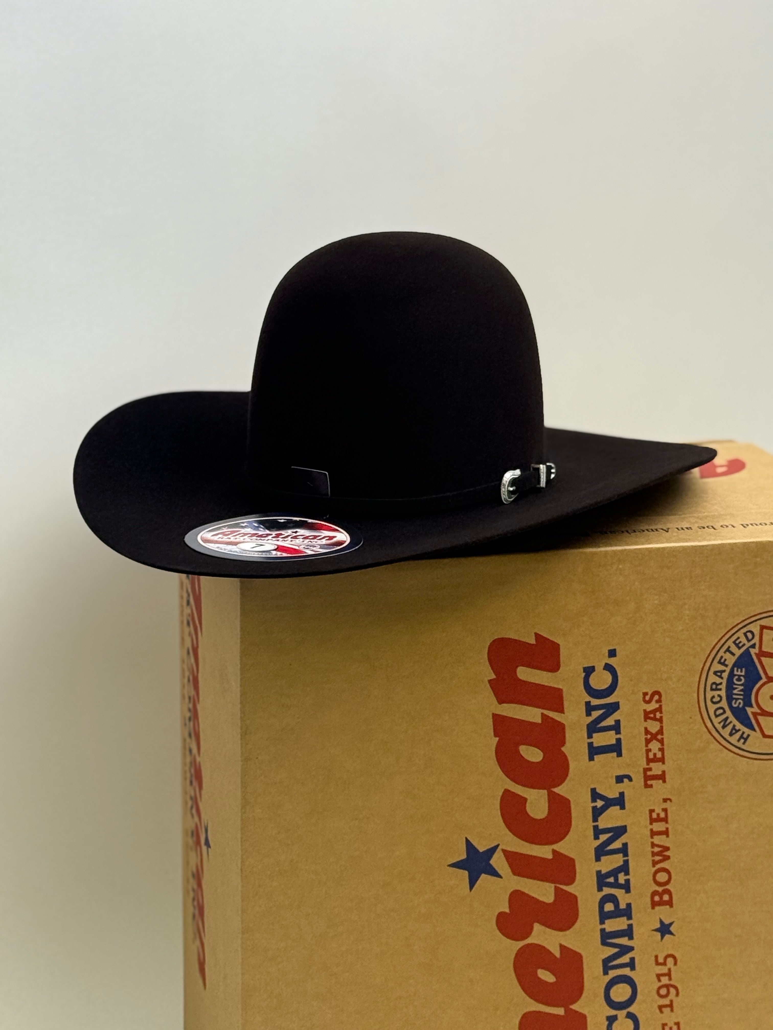 7X American Felt Hat Black Cherry Open Crown