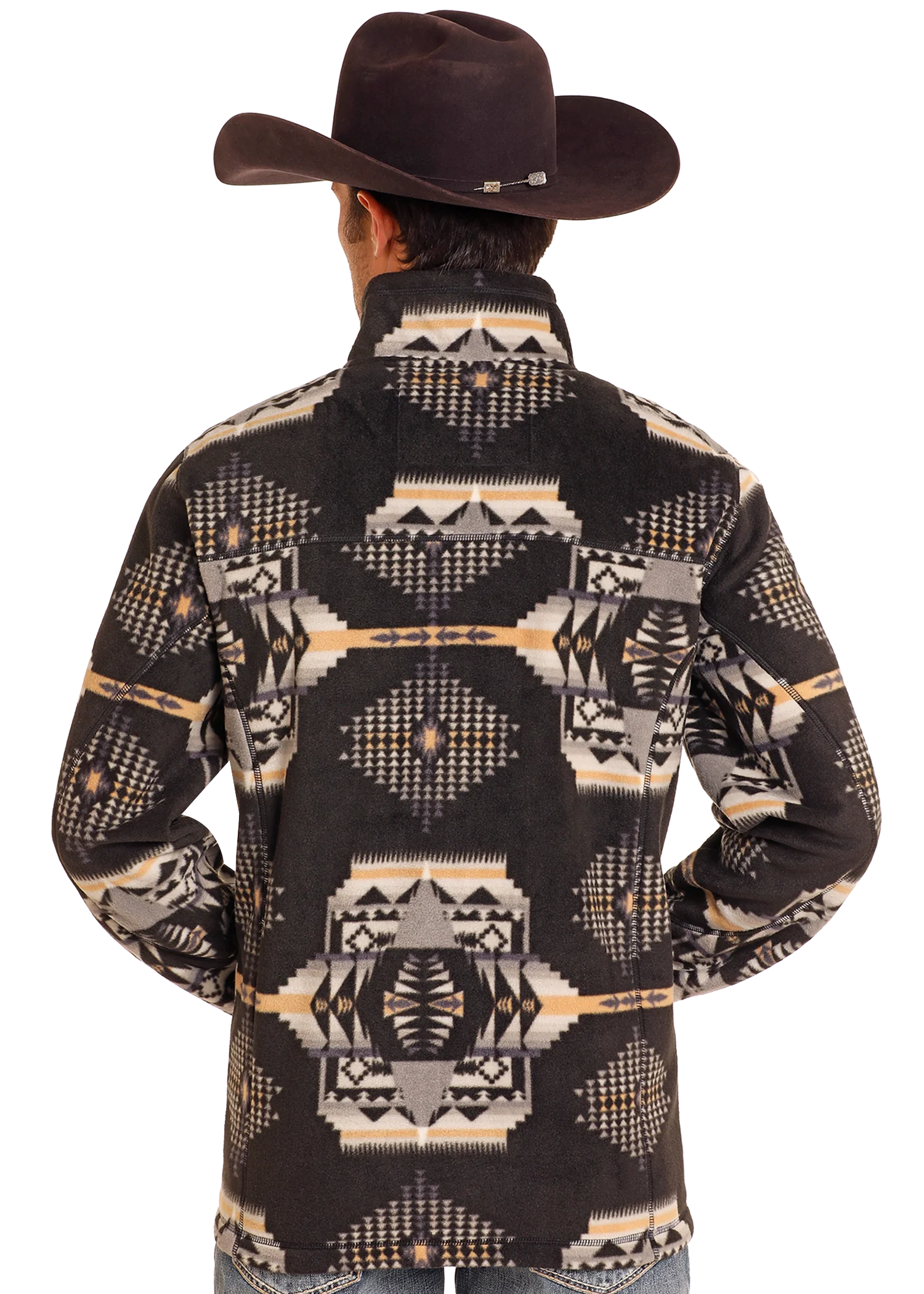 PANHANDLE BLACK AZTEC PRINTED FLEECE PULLOVER