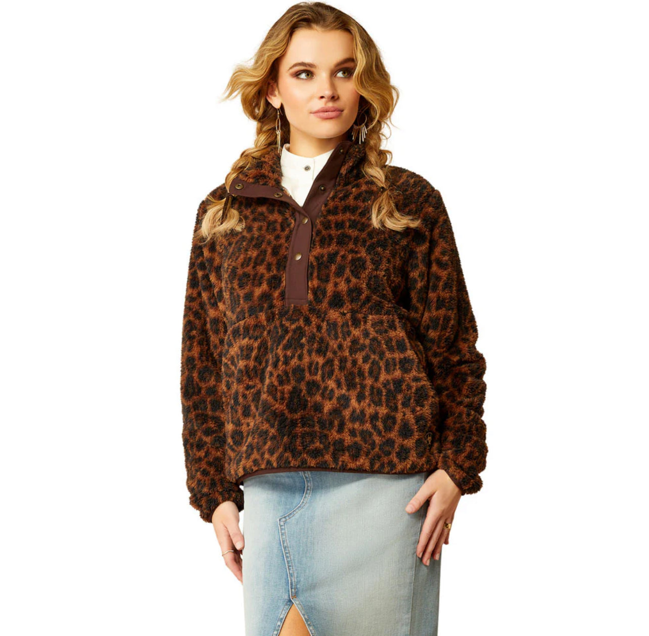 Ariat Berber Snap Front Sweatshirt Lila Leopard- 3009