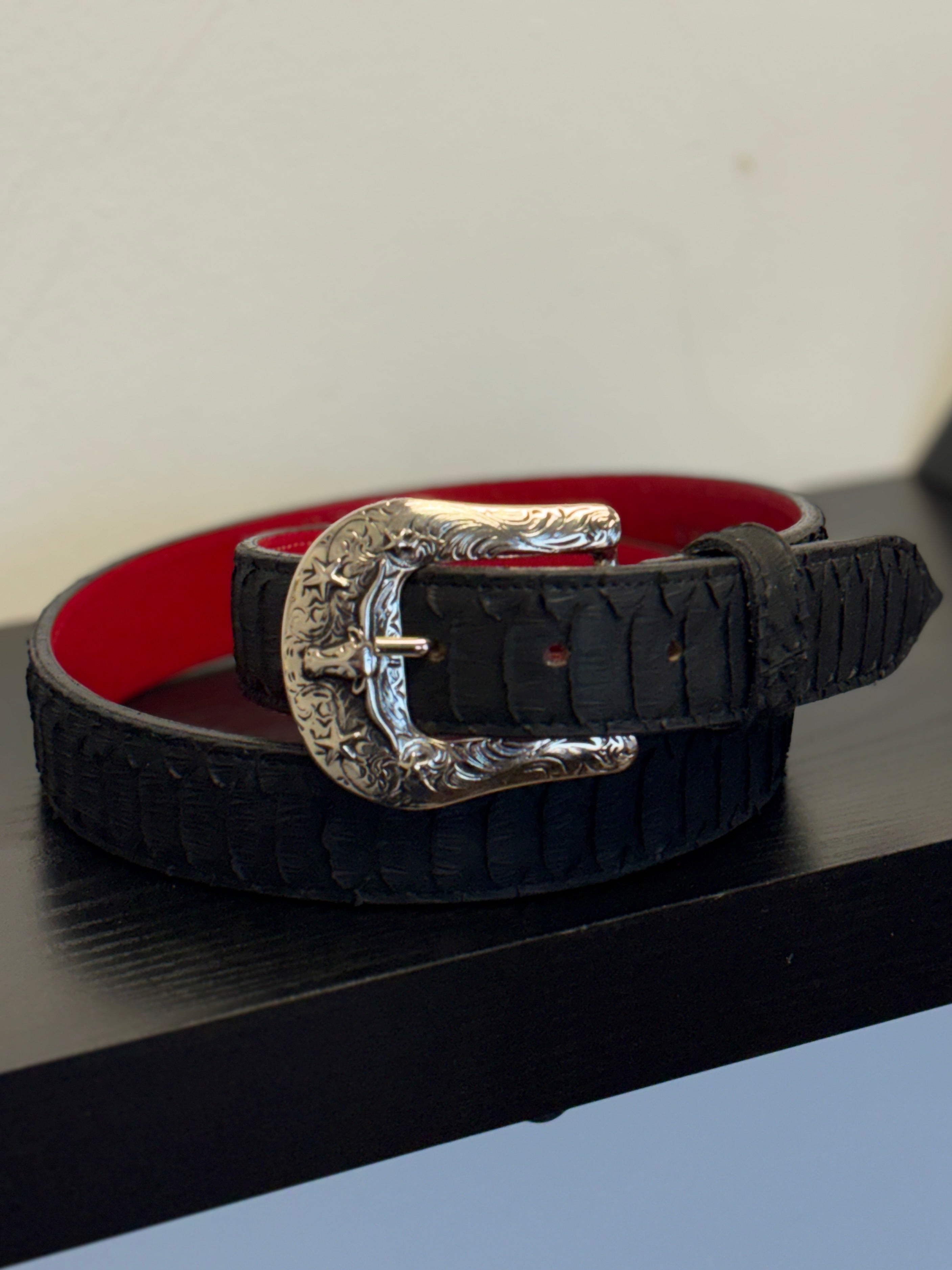 CINTO ROCKEM' PRINT PYTHON BLACK AND RED BELT