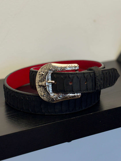 CINTO ROCKEM' ESTAMPADO PYTHON NEGRO Y ROJO