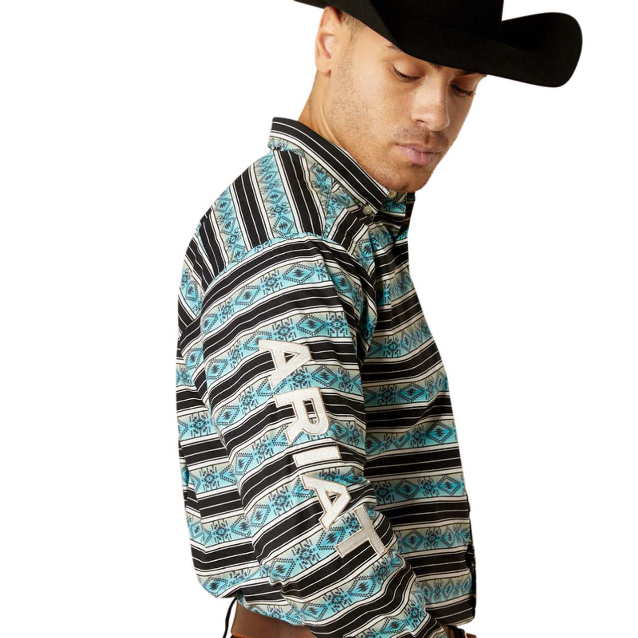 Ariat Team Osborne Long Sleeve Shirt Turquoise/White Classic Fit - 4054