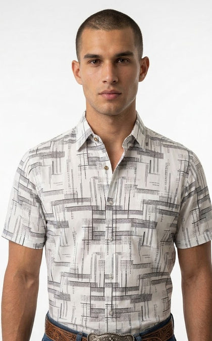 CAMISA M/CORTA LAMASINI  MICROFIBER/SPANDEX WHITE LAM4485