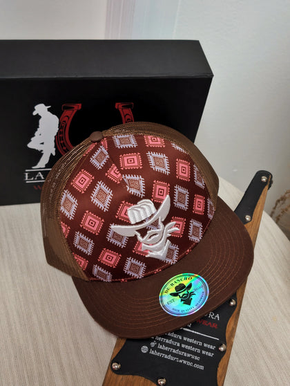 DE RANCHO HATS SNAPBACK BROWN AZTEC PINK PRINT