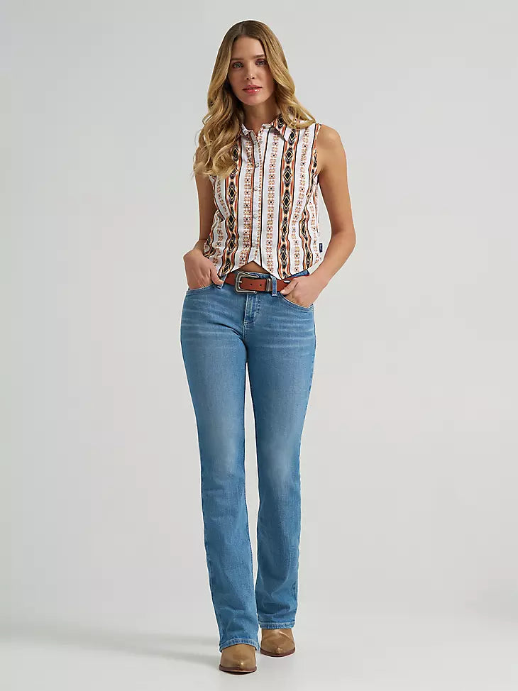 WRANGLER WOMEN SHIRT- SHORT SLEEVE WHITE/ORANGE 112379511