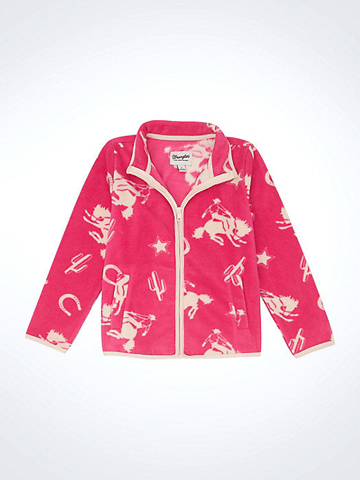 GIRL'S ICONS FLEECE FULL ZIP JACKET IN PINK