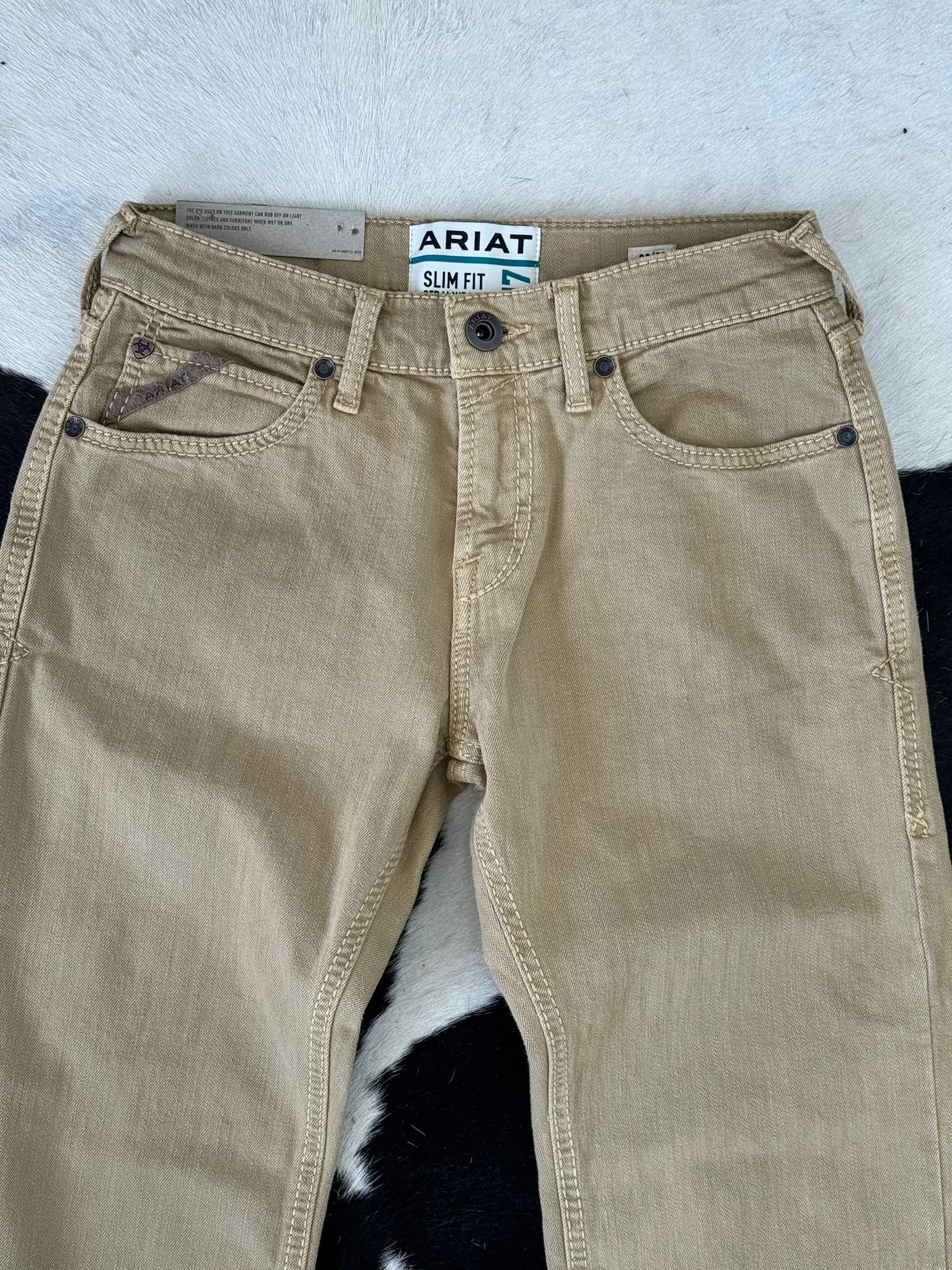 ARIAT MENS JEANS DARK KHAKI M7 SLIM FIT STRAIGHT LEG