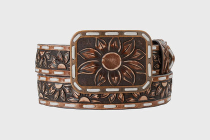 ANGEL RANCH WOMENS BROWN SUNFLOWER PRINT BELT D140012102