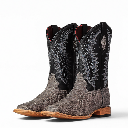 LA HERRADURA LH006 MEN’S BOOTS EXOTIC RANCHERA PYTHON GRAY NOBUCK SQ TOE EE