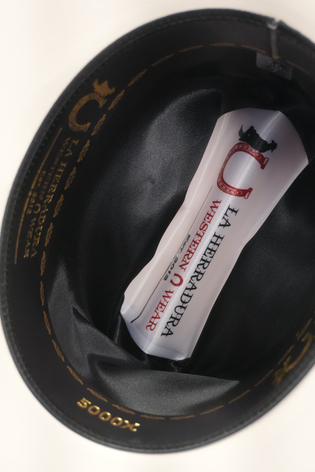 LA HERRADURA 5000X AVESTRUZ NEGRO COPA CHICA BRIM 3 1/2 ESTILO SINALOA