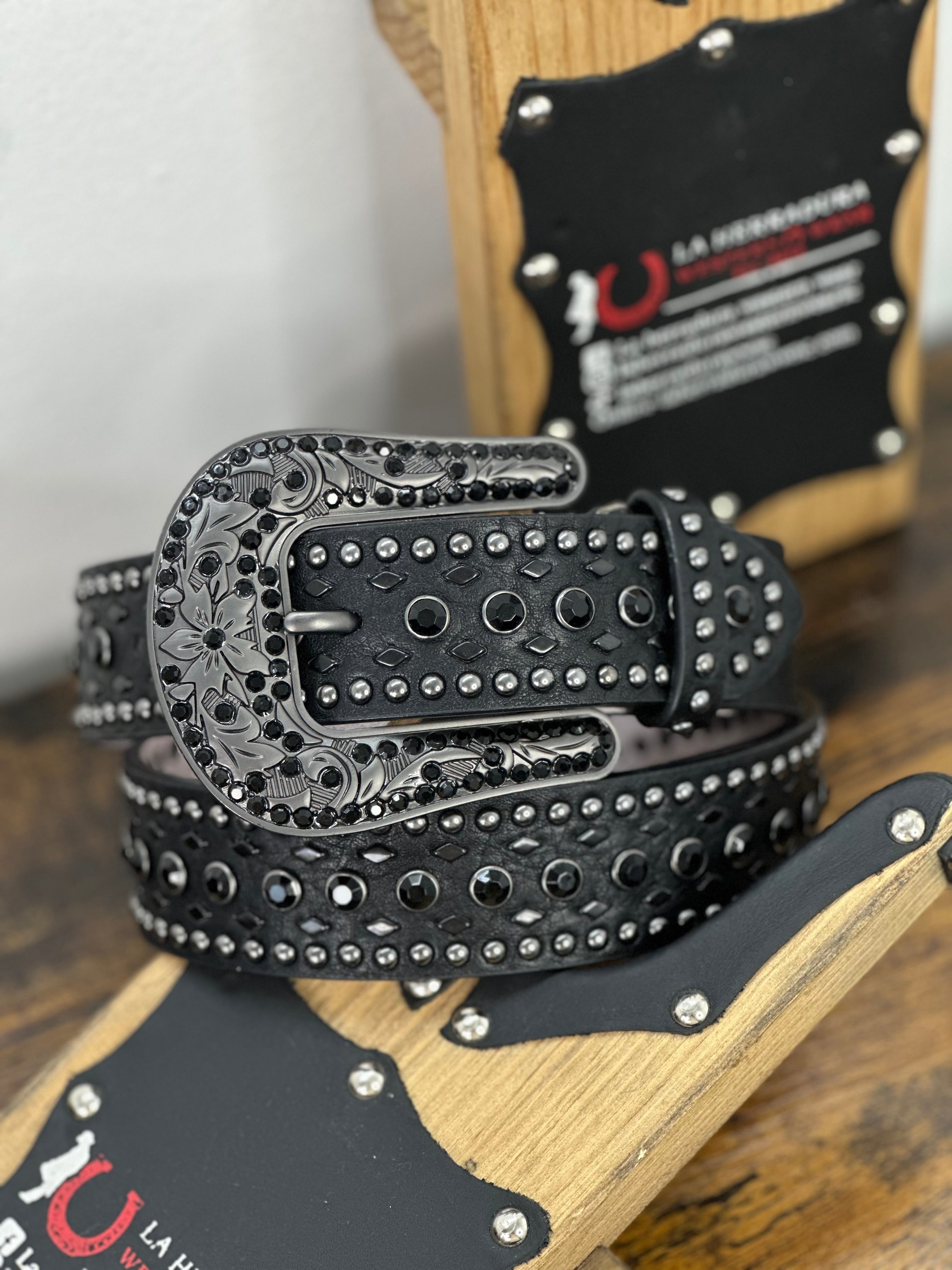 ANGEL RANCH ALL BLACK EMBELLISH BELT