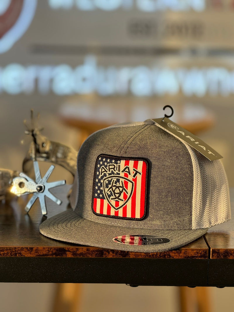 ARIAT GREY RAY FLAG PATCH CAP