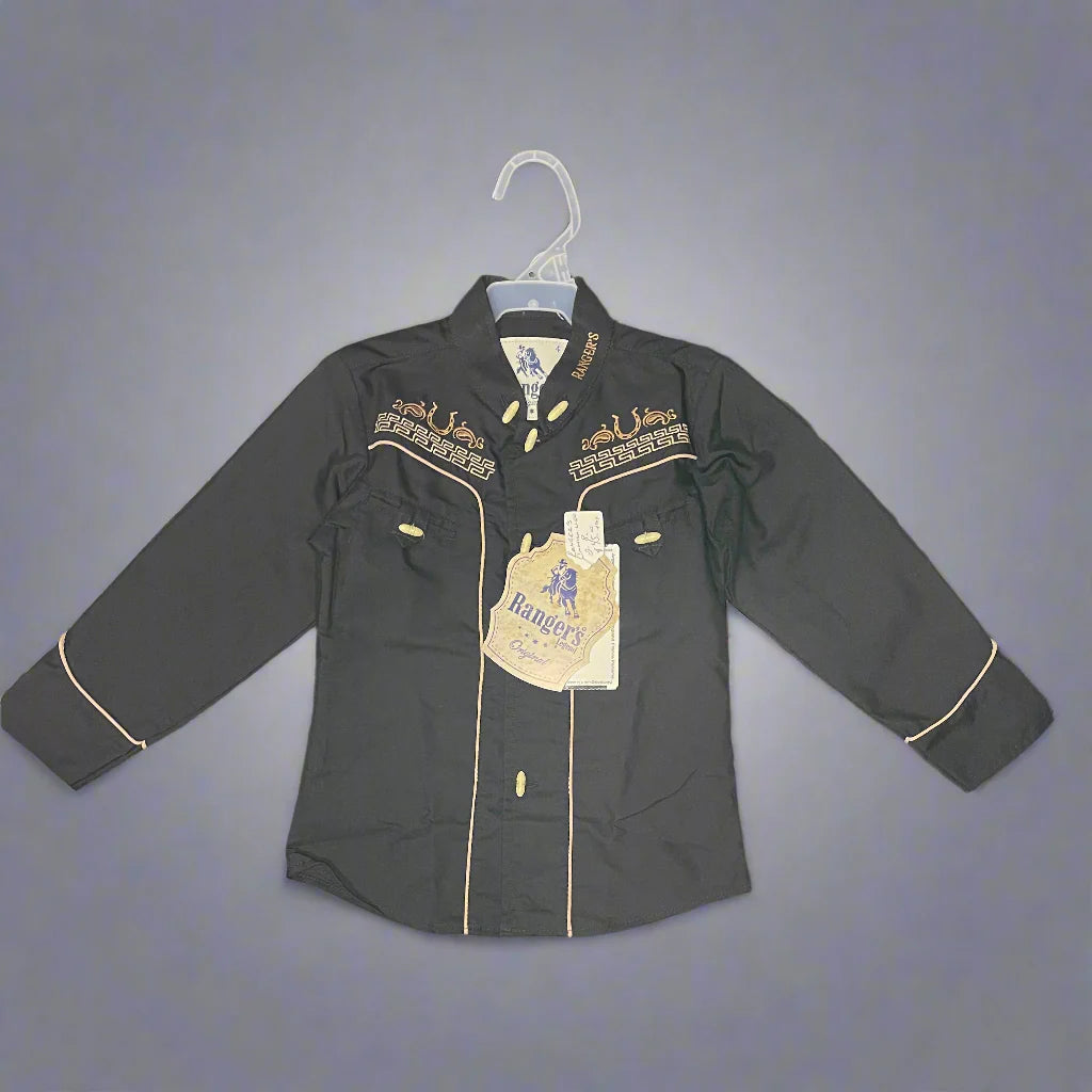 RANGERS KIDS SHIRT LONG SLEEVE BLACK 011NO01