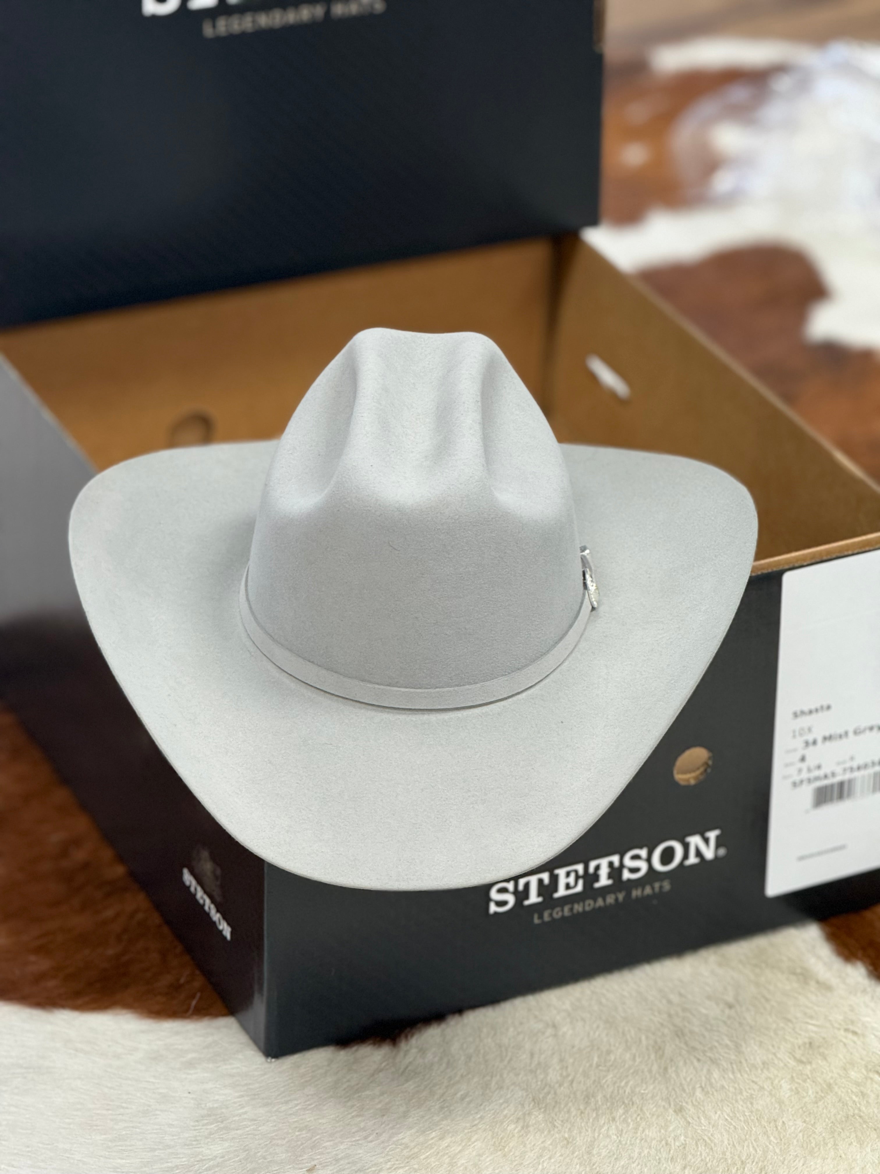 STETSON COWBOY HAT SHASTA 10X MIST GREY