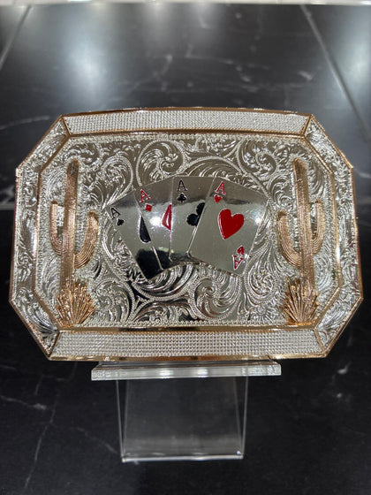 ACES W/ CACTUS RECTANGLE BUCKLE