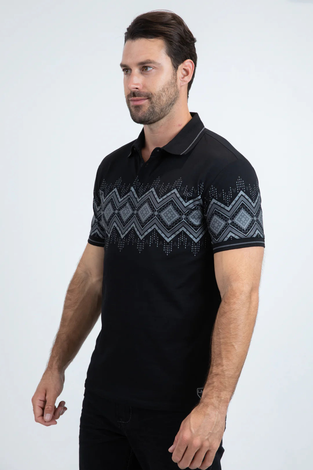PLATINI MENS MODERN FIT STRETCH COTTON BLACK POLO  JPS11167