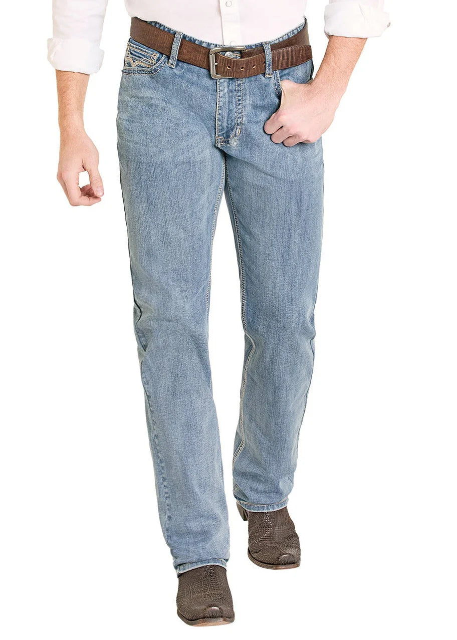 ROCK AND ROLL MEN LIGHT WASH JEAN RAISED DENIM DB STACKABLE BMTBD08005