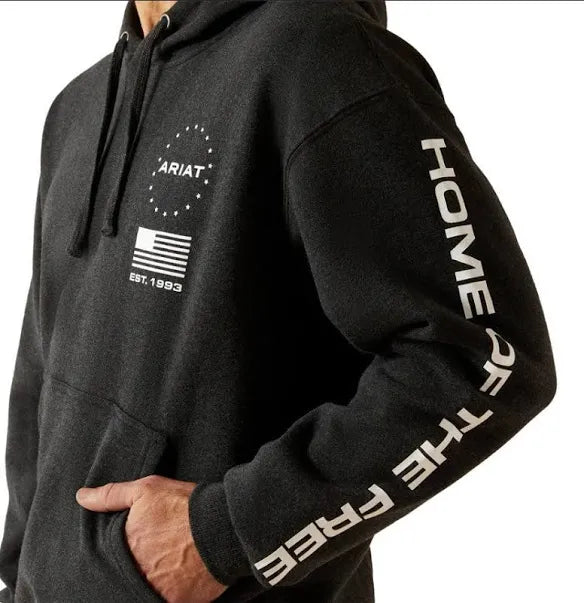 ARIAT MENS SPONSOR PATRIOT HOODIE CHARCOAL HEATHER 10062496