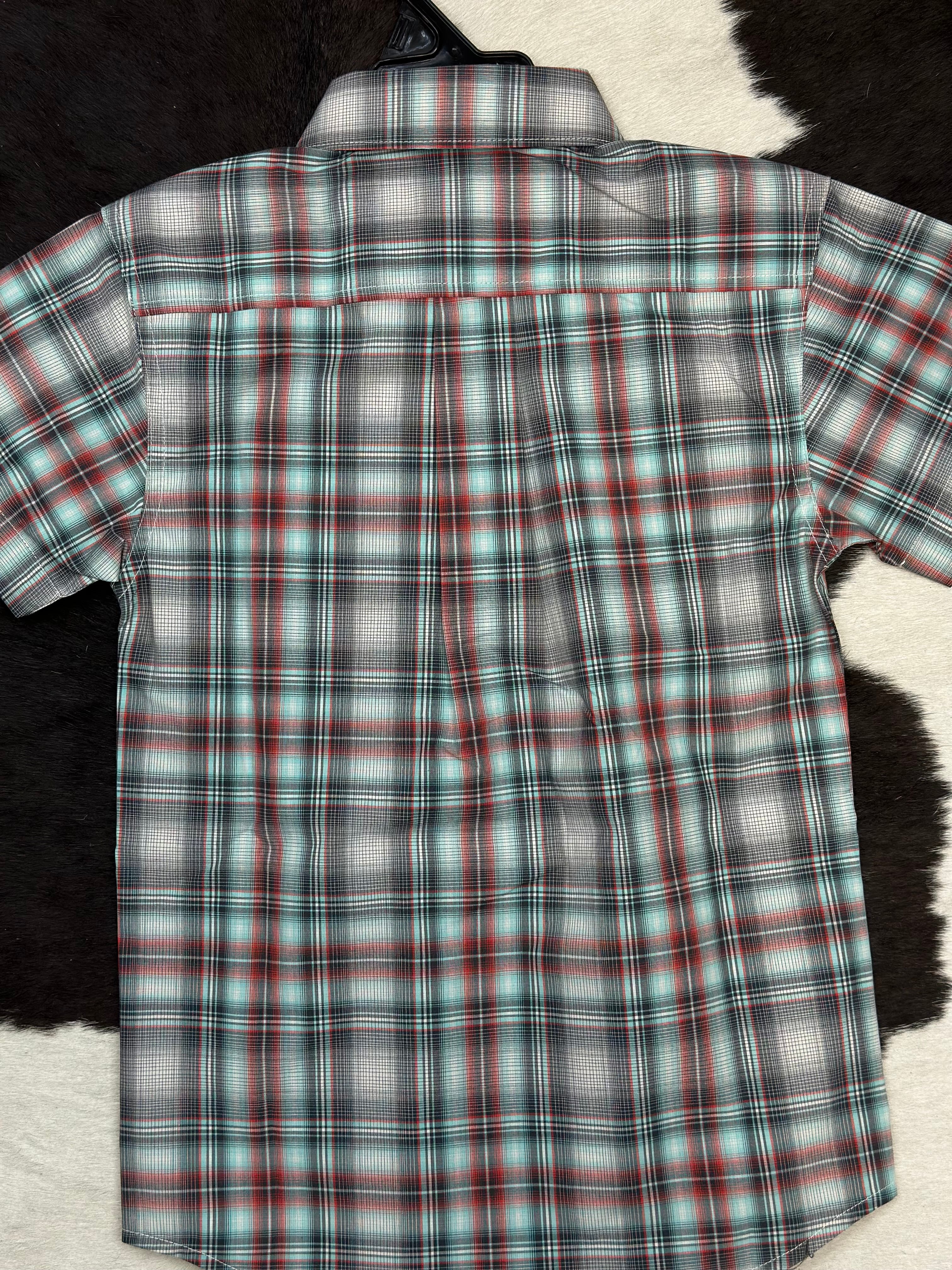 CINCH BOYS PLAID RED SHORT SLEEVE