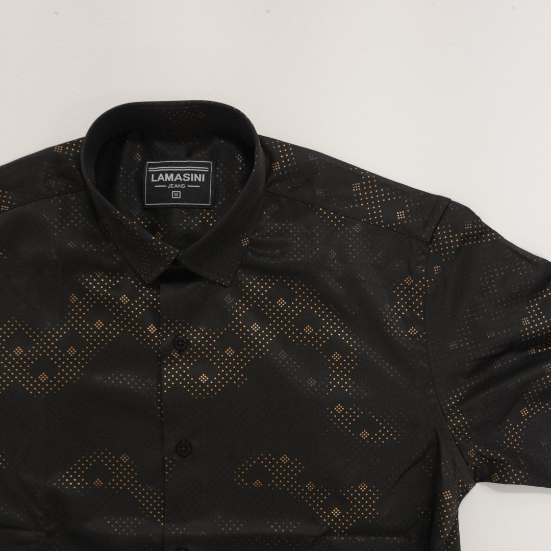 CAMISA M/CORTA LAMASINI  MICROFIBER/SPANDEX  BLACK LAM4486
