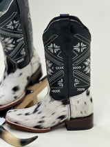 AGAVE BOOTS BLACK & WHITE COWHIDE (EVERY PAIR IS UNIQUE)