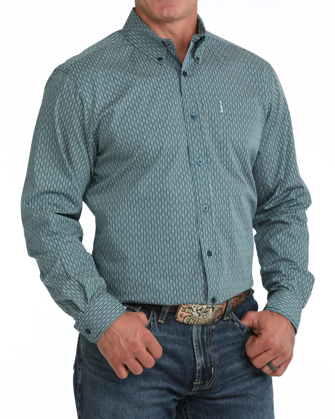 CINCH MENS MODERN FIT SLIGHTLY NARROWED BODY SAME LONG SLEEVE -MTW1347168 BLU