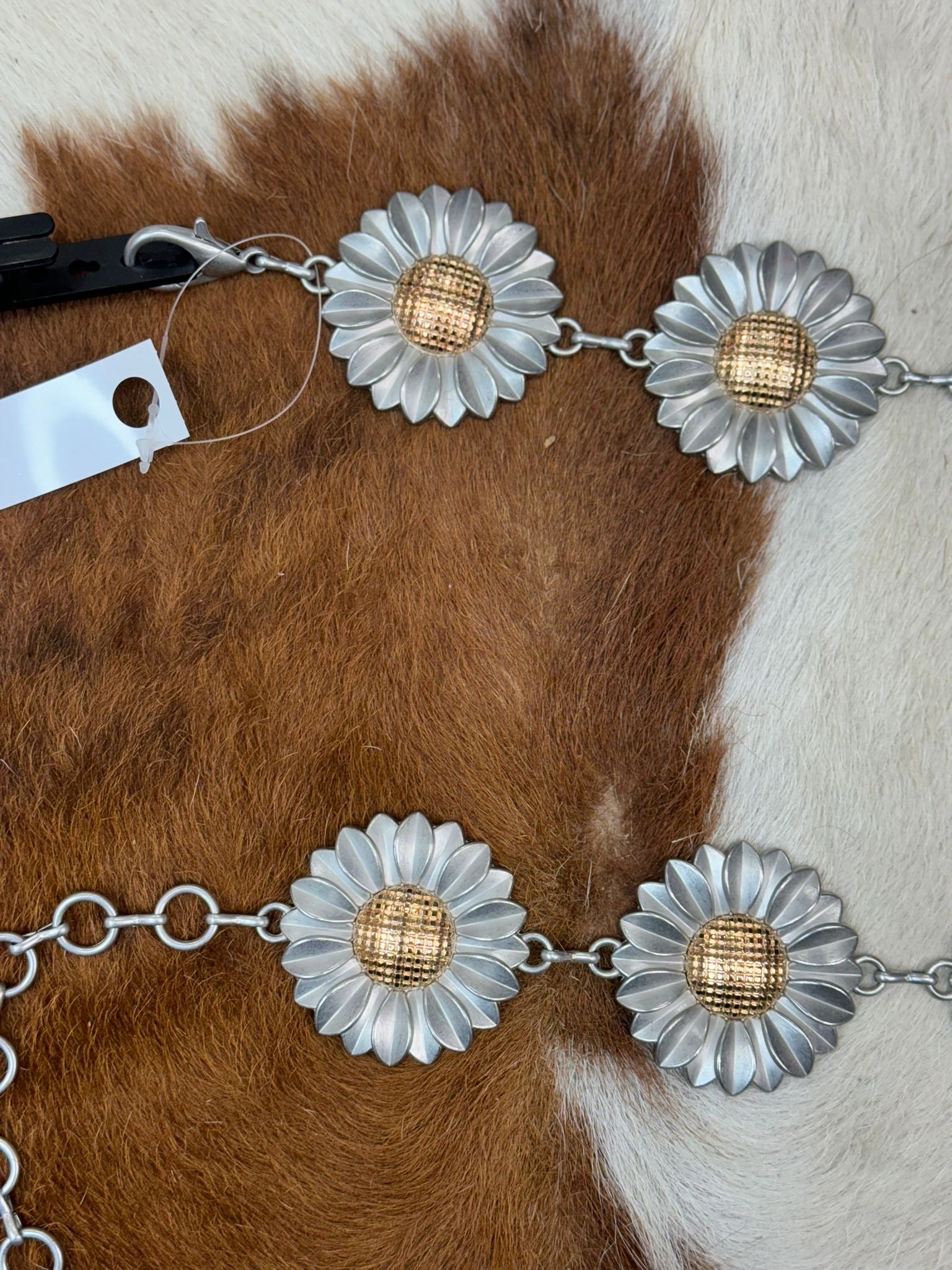 ARIAT BELT SILVER CHAIN SUN FLOWER