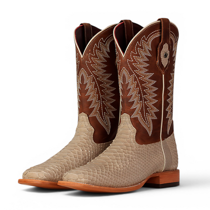 LA HERRADURA LH006 MEN’S BOOTS EXOTIC RANCHERA PYTHON CAPPUCCINO SQ TOE EE
