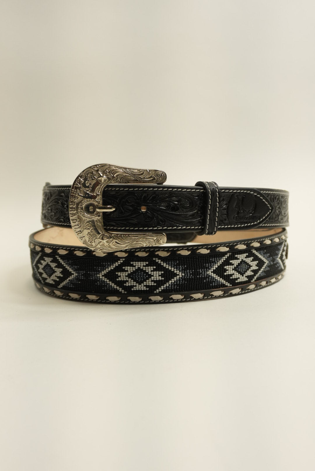 LA HERRADURA BELT BLACK/NAVY BLUE WITH WHITE NEW DESIGN