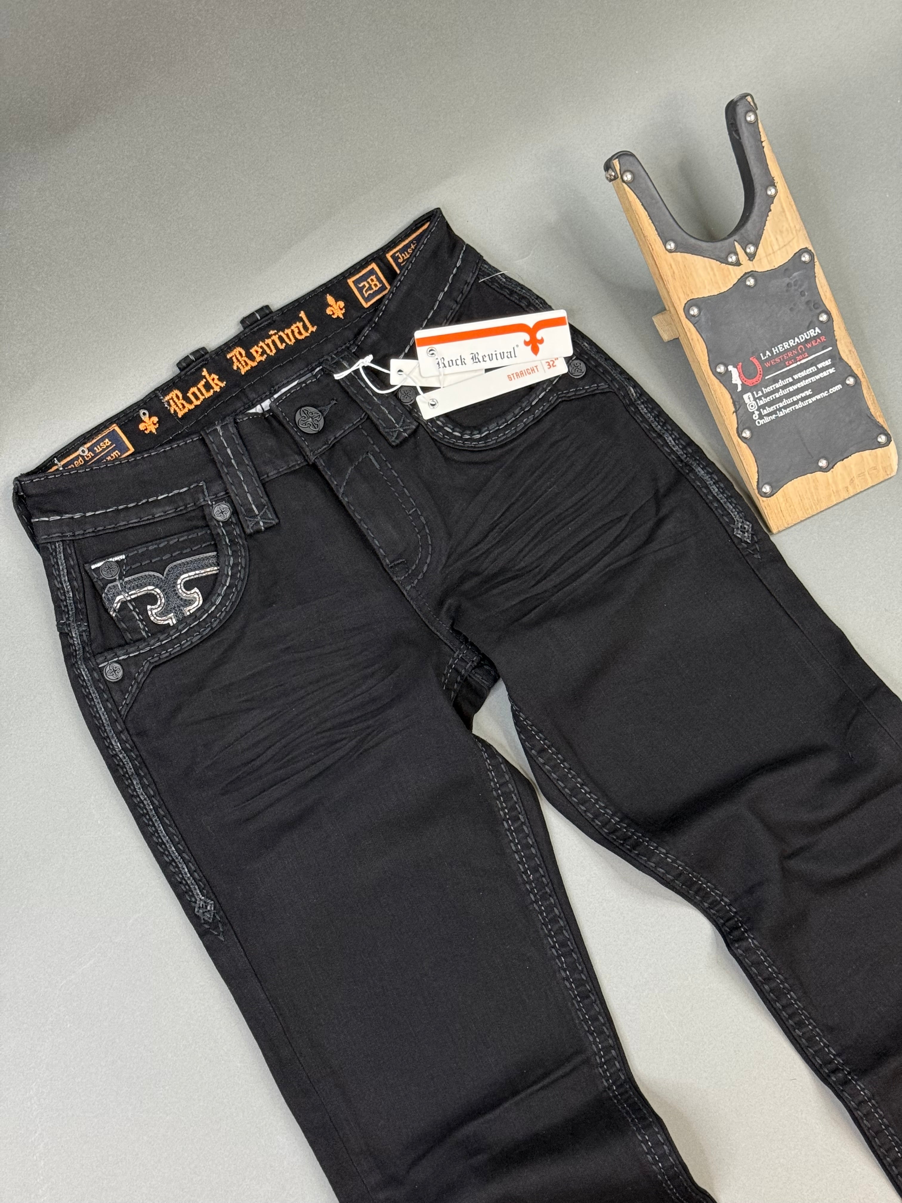 Revival Mens Black Jeans Justinn Straight