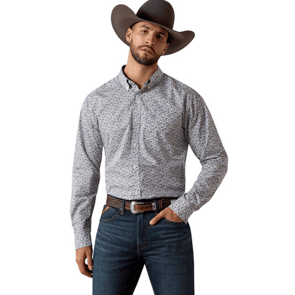 ARIAT MENS WF WEAVER FTD LS SHRT WHITE MULTI VINE PRINT 10073691