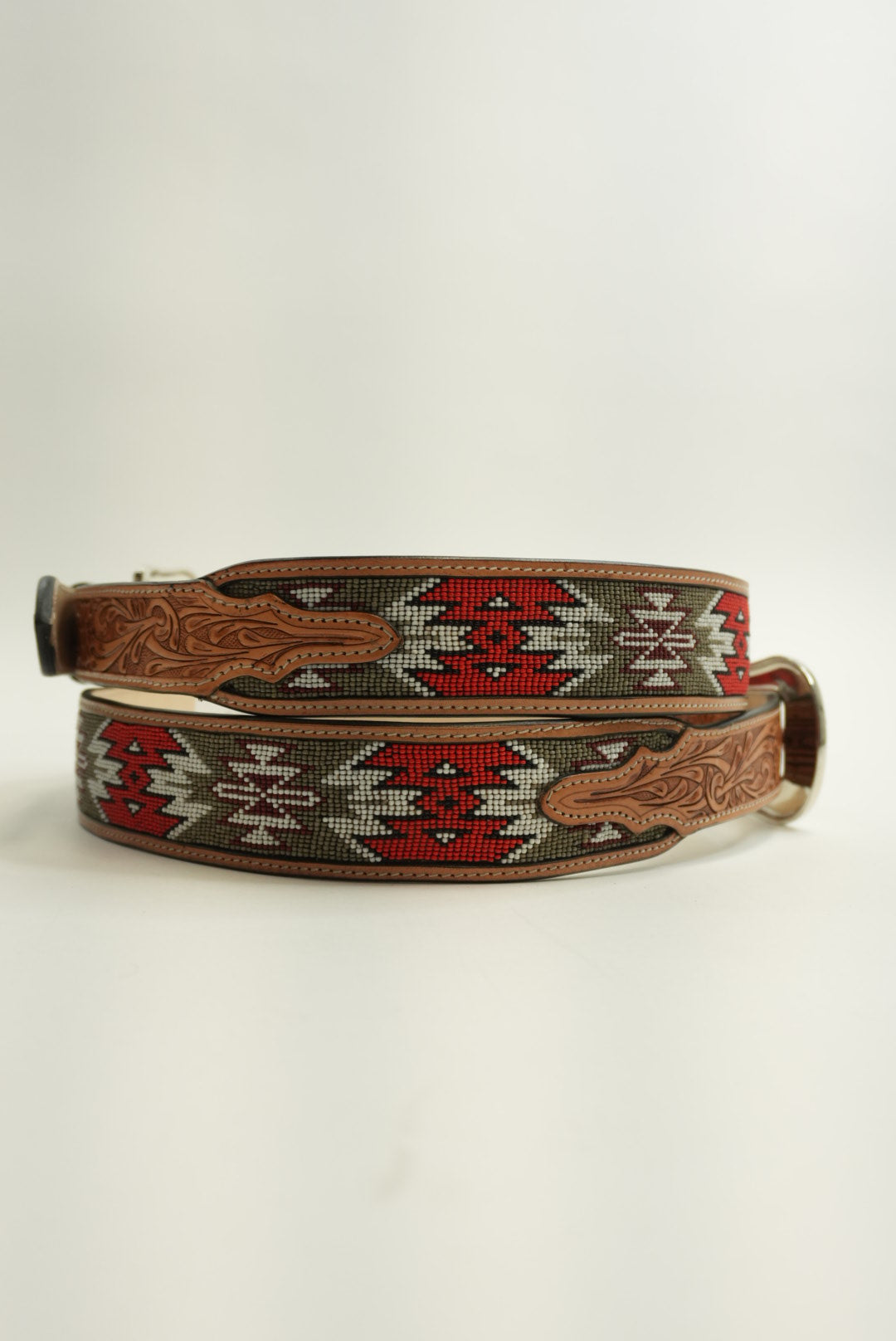 LA HERRADURA BELT 2 INCH AZTEC RED/GREY NEW DESIGN