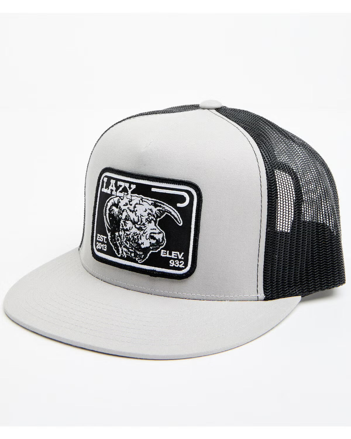 LAZY J RANCH CAP SILVER GREY & BLACK ELEVATION CLASSIC FIVE PANEL TRUCKER HAT